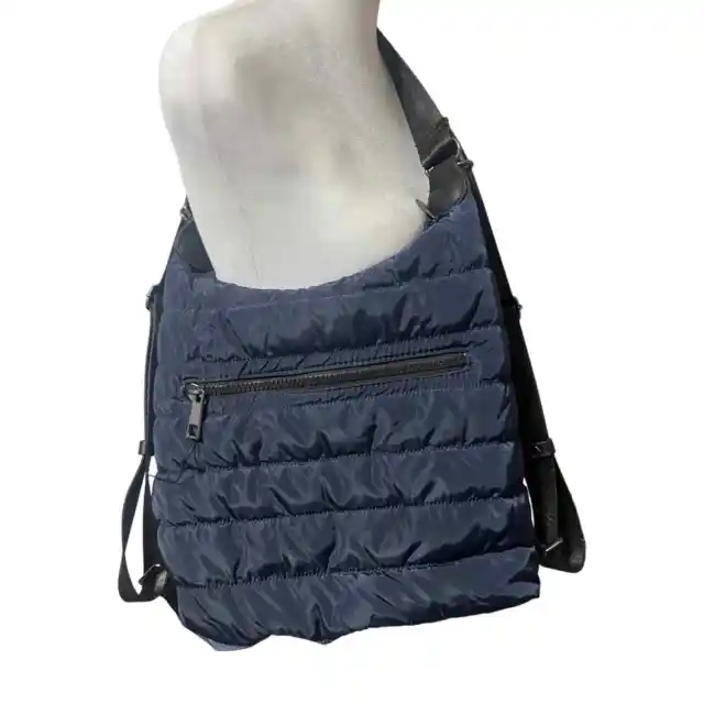 Sondra Roberts Squared Navy  Puffer  Convertible Purse Backpack Bag NWT