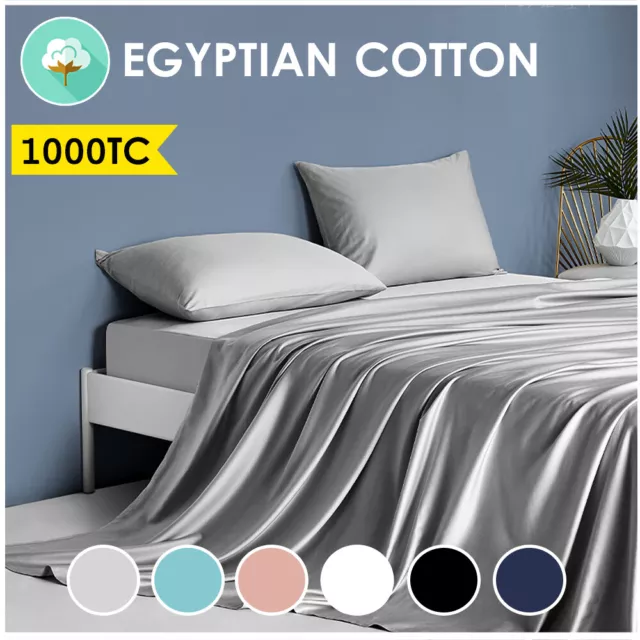 1000TC Egyptian Cotton Sheet Set and Fitted Sheet Set All Size - 5 Year Warranty