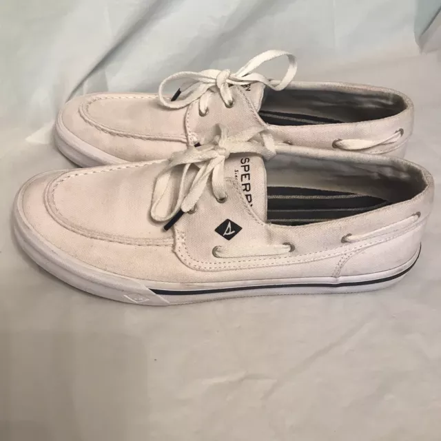 SPERRY TOP SIDER White Casual Boat Shoes Canvas Men's Size 10.5 $16.77 ...