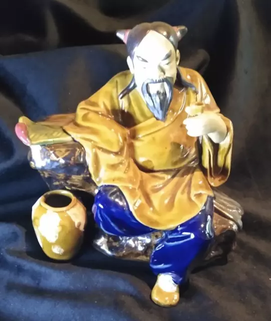 Vintage Chinese Wanjiang Mud Man Figure  - Wise Man Drinking