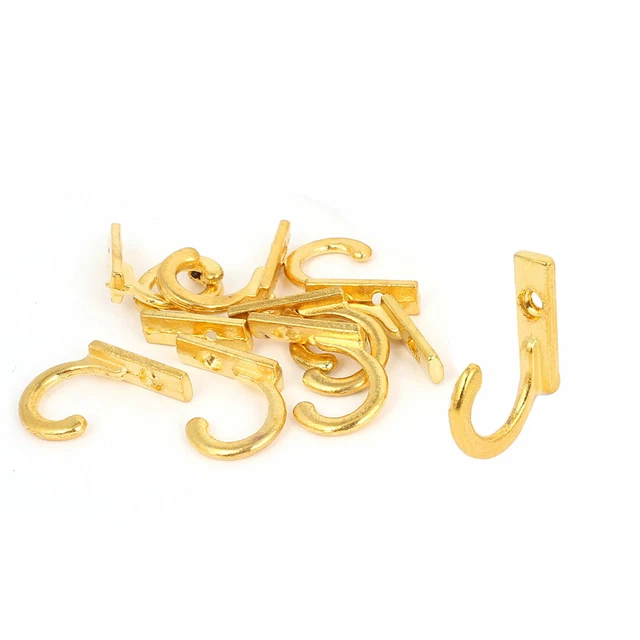 Robe Clothes Hat Coat Hanging Mini Single Prong Hanger Hooks Gold Tone 10 Pcs