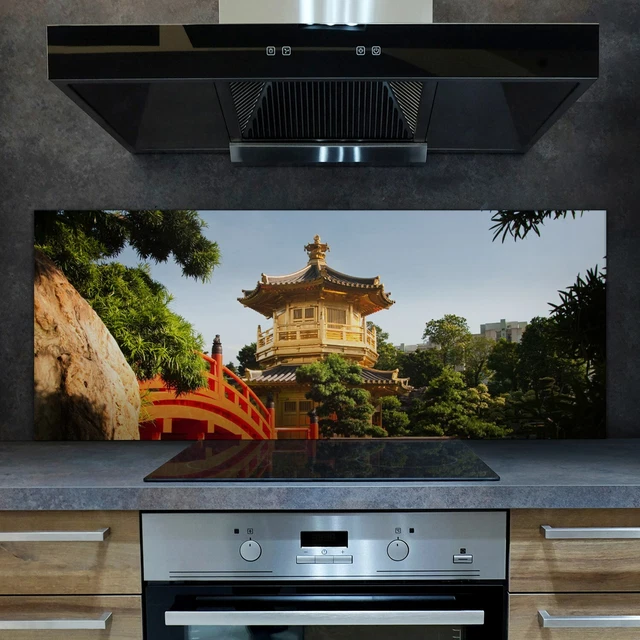 KITCHEN SPLASHBACK DESIGNER Glass Cooker Panel Hong Kong Temple in Park ...