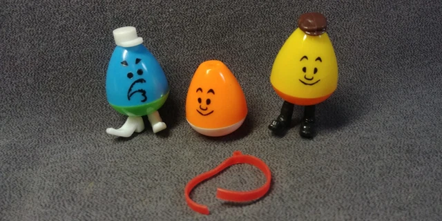 1970s? 3 Easter Egg People Strange Odd Figure Toy Hat Feet Vintage Hong Kong Lot