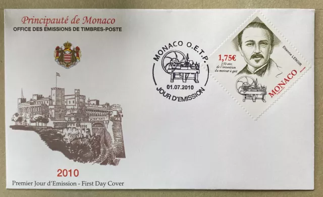 MONACO - FDC -150° anniversario del motore a gas. Ètienne Lenoir inventore