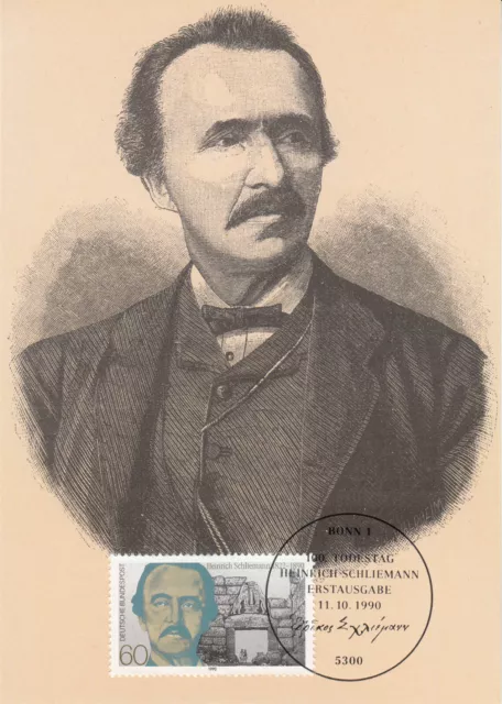 Maximumkarte*100. Todestag Heinrich Schliemann*mit Briefmarke Bund Mi.-Nr. 1480*