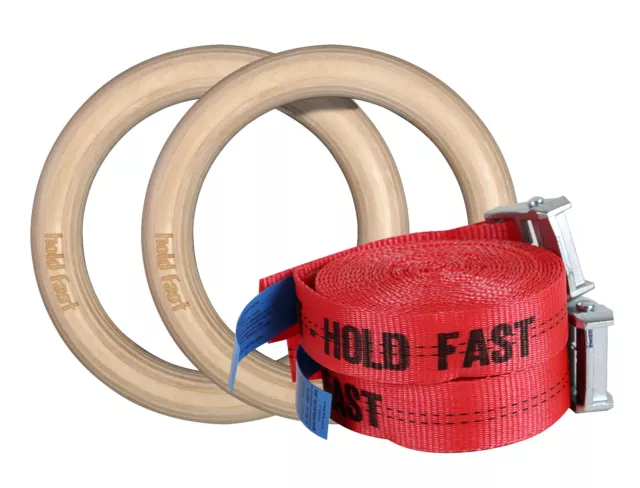 Gym Rings hold fast - Turnringe aus Holz inkl. Gurte - Homegym Crossfit Fitness