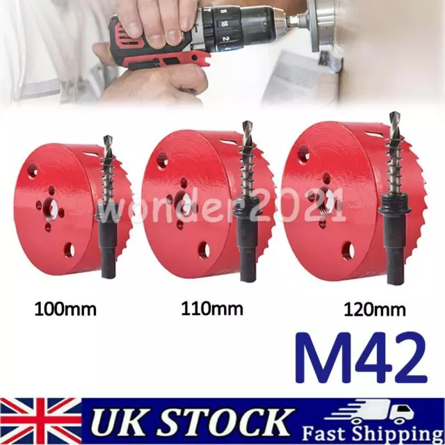 100 - 120mm Drill Bit Bi Metal M42 HSS Hole Saw Cutter For Wood Plaster Board UK