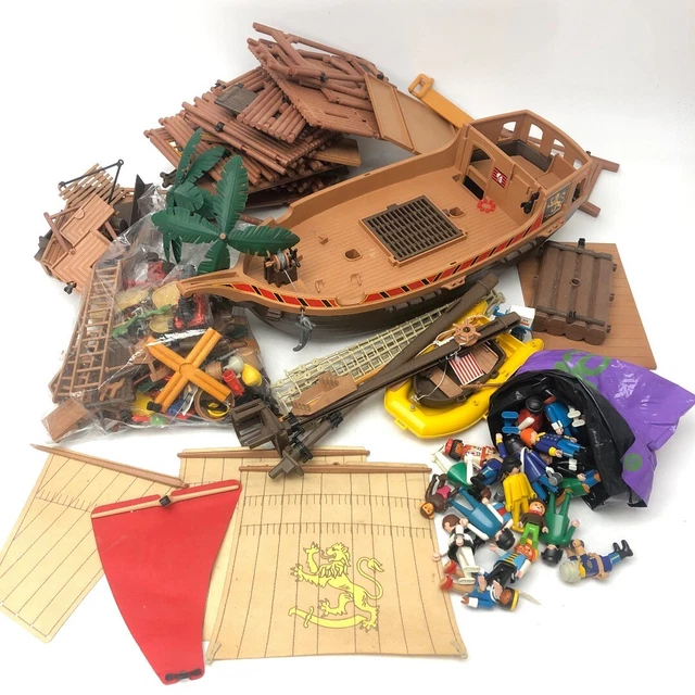 PLAYMOBIL FORT GLORY & Pirate Ship Set Figurines Plastique Pirates Chevaux Bateaux -CP EUR 9,12 