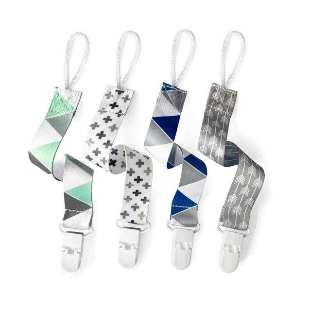 Baby Clips Solid Color 4 Pack Holder Leash for Boys Girls Teething Toys Teethers