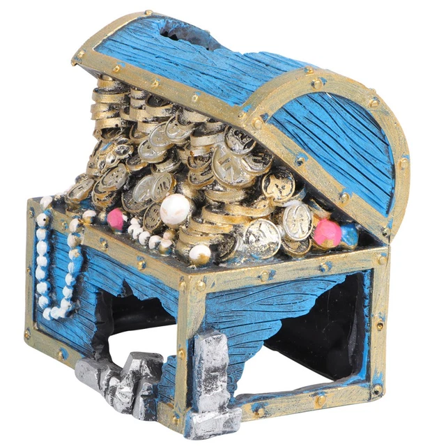 View of FISH TANK ORNAMENT Aquarium Decorations Treasure Chest with Sparkle $36 ...