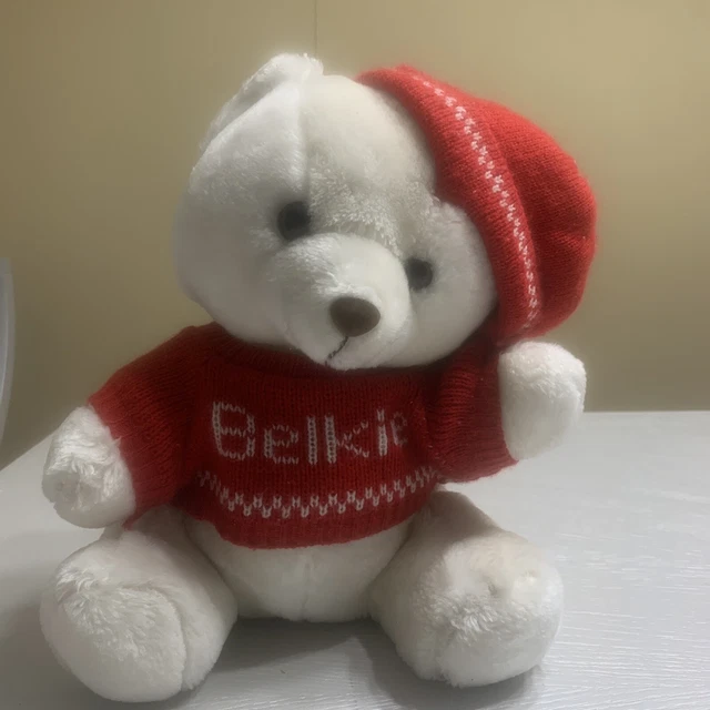 VINTAGE 1980S BELK'S Belkie Bear Collectible White Teddy Bear Christmas