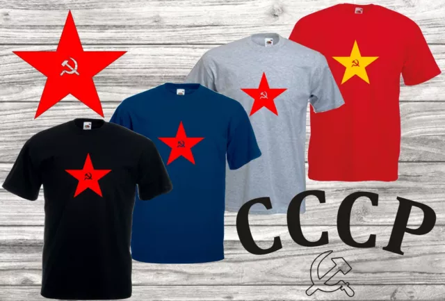 T-shirt top stella rossa retrò comunista sovietico politica URSS russa CCCP Russia