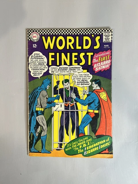 Worlds Finest #156 (1966) 1st Bizarro Batman, Superman