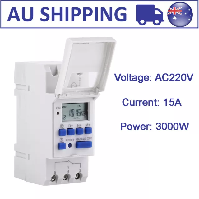 Digital LCD Power Programmable DIN Rail Timer Time Switch Relay AC 220V AU Stock