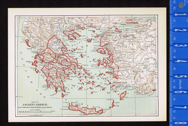 ANCIENT GREECE,  by Thalheimer, & von Steinwehr  - Antique 1885 Map Print