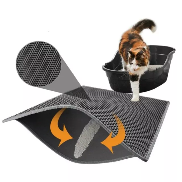 Tapis Litière Chat Bac à Litière pour Chats Double Couche Nid d'abeille Design