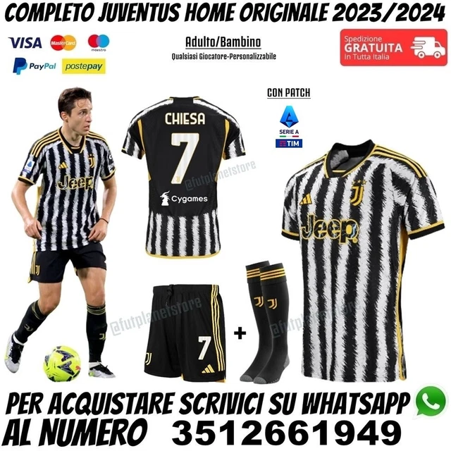 MAGLIA JUVENTUS CHIESA 2023 2024 Completo Juve Bambino Originale