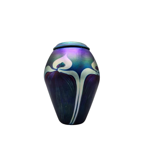 Carl Radke Phoenix Studios Art Glass Studio Pulled Feather Vase