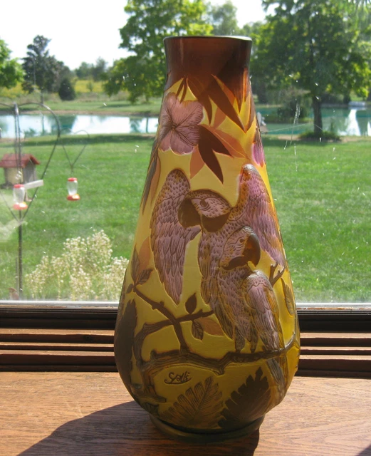 Emile Gallé French Art Nouveau Glass / Embossed  / Handmade VASE