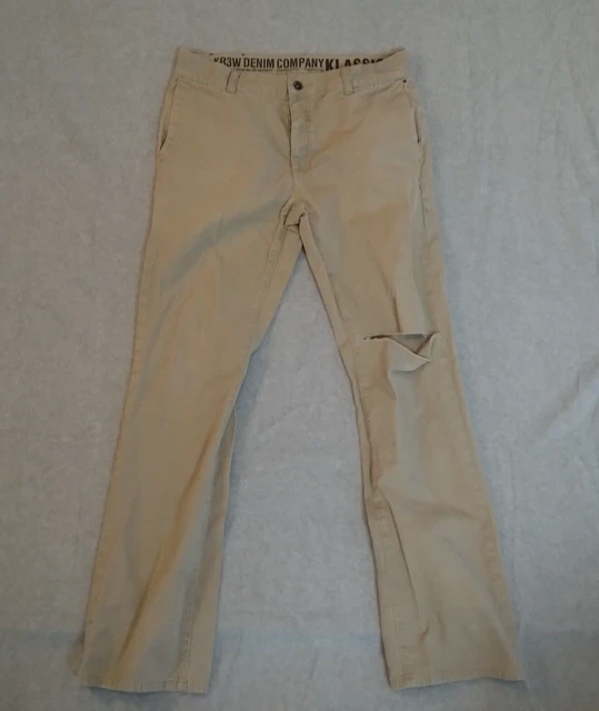 KR3W Pant Mens 32 Tan Krew Denim Company Klassic Chino Skater Street Button Fly