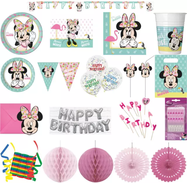 Kinder-Geburtstag Party Deko Feier Fete Motto tropische Minnie Mouse