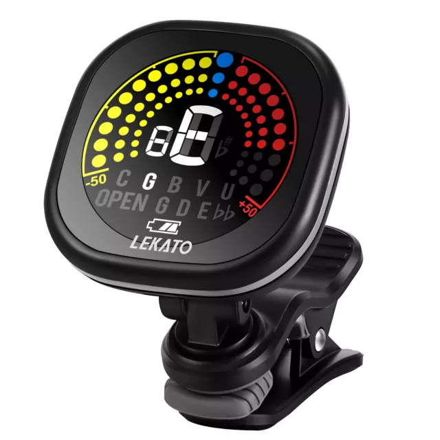 LEKATO Electirc Guitar Tuner Clip On Chromatic Tuner LCD Display Rechargeable