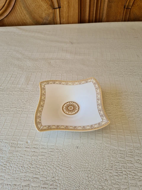 VILLEROY ET BOCH Vide Poche Coupelle Cendrier Coupe Blanc et Doré Or 13.3 cm
