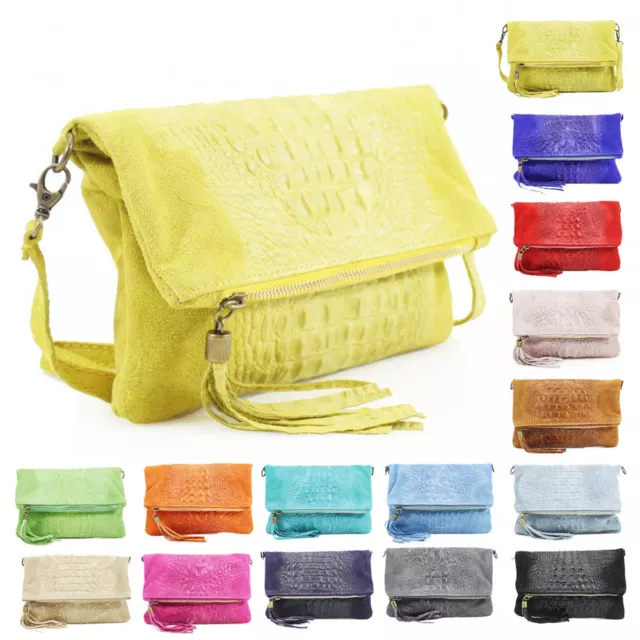 Womens Snake Print Suede Leather Crossbody Shoulder Bag Clutch Messenger Handbag