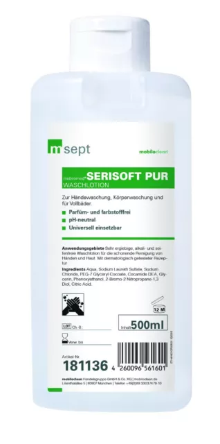 msept Serisoft Pur 500 ml Spender-Flasche Hautpflegende Waschlotion Cremeseife