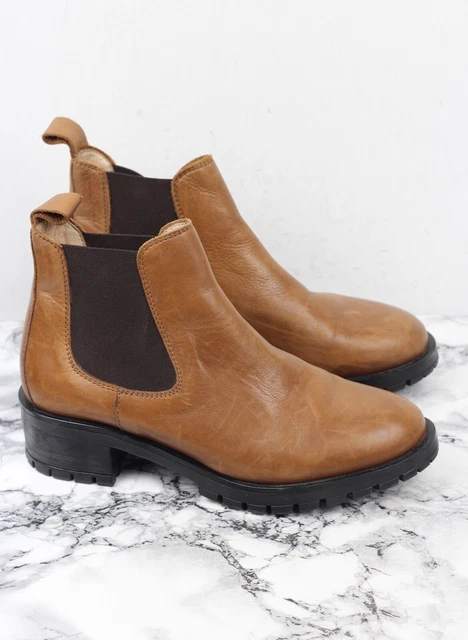 Russell & Bromley Fauve Marron Cuir Épais Chelsea Bottines Taille UK 4/ Ue 37