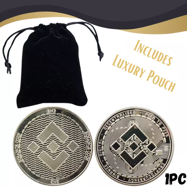 Binance BNB physische Münze Sammlerstück Krypto Souvenir + Luxus TASCHE 2024 UK