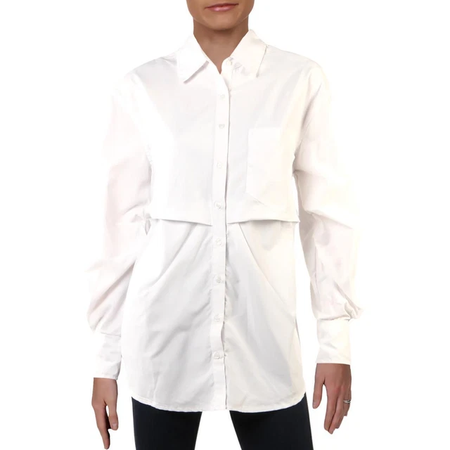 Walter Baker Womens Stella White Tunic Hi-Low Button-Down Top Shirt S BHFO 7739