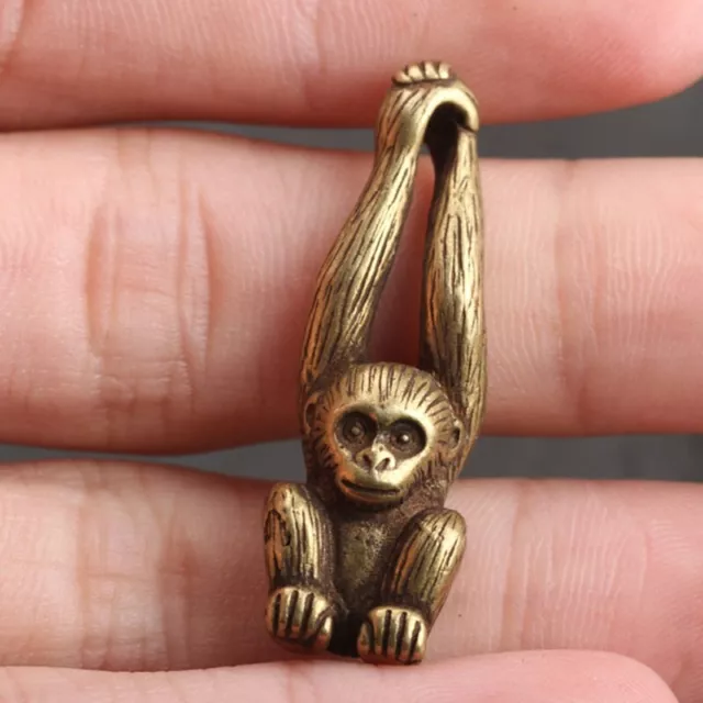 Artistic Brass Monkey Statue Miniature Sculpture for Home Office Decor