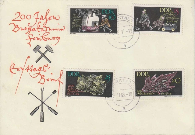 DDR MiNr.: 1142 / 1145  FDC 200 Jahre Bergakademie Freiberg
