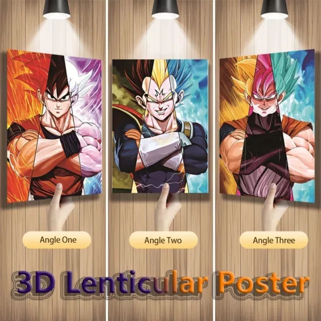 Goku,Vegeta,gohan-3D Lenticular Effect- Anime Dragon Ball Z Poster