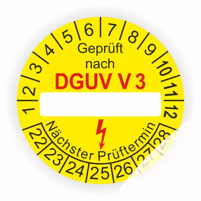 Prüfplaketten DGUV V3 Ø:20mm 512 Stück (ehemals BGVA3) Wartung Etikette Prüfung