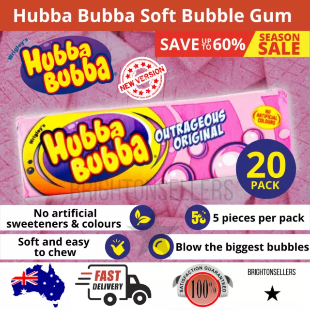 Hubba Bubba Soft Bubble Gum Outrageous Orginal Flavour (20 pack Display Unit)