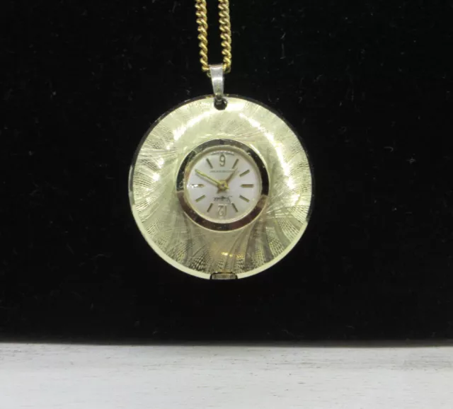 Vintage Sheffield Pendant Necklace Watch Women Swiss Made Gold Tone Manual Wind
