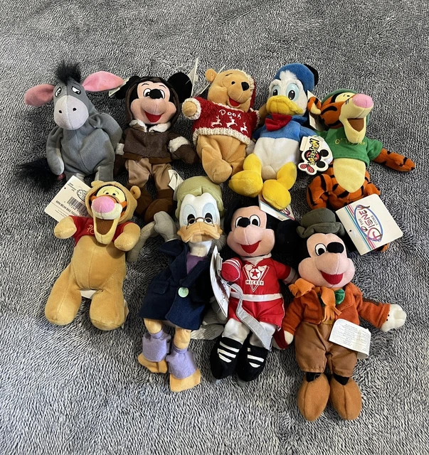 DISNEY STORE Bean Bags / Beanie Babies POOH & MICKEY MOUSE Characters with tags