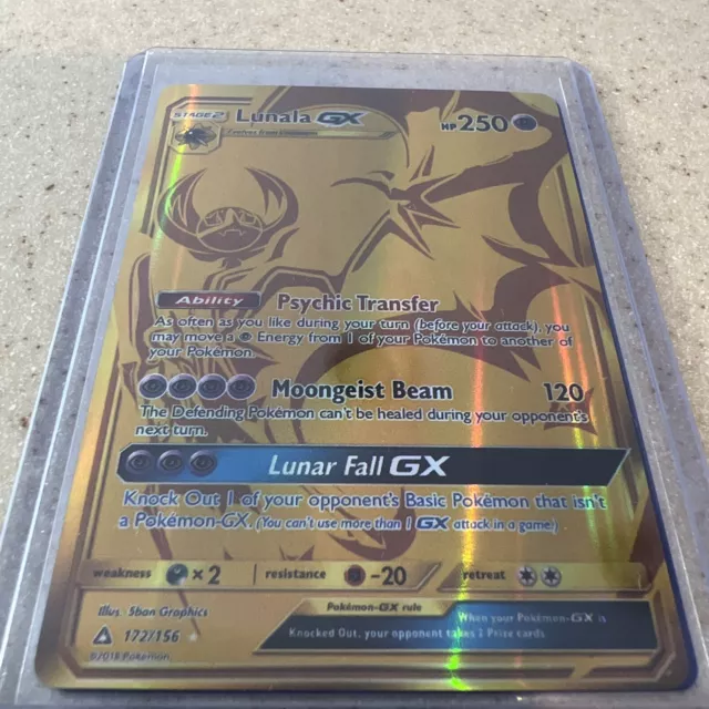 Pokémon Lunala GX Gold Secret Rare 172/156 Ultra Prism Rarest Card