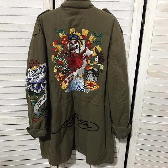 Japan vintage wool coat military boro ED HARDY MILITARY Parker