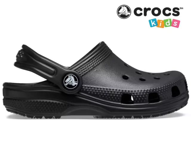 Crocs Kids/Toddler Classic Black Boys Girls Summer Slip On Sandals Clogs C4-C13