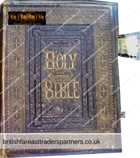 ANTIQUE 1878 VICTORIAN HOLY BIBLE + ILLUSTRATIONS By REV. JOHN BROWN LONDON 2