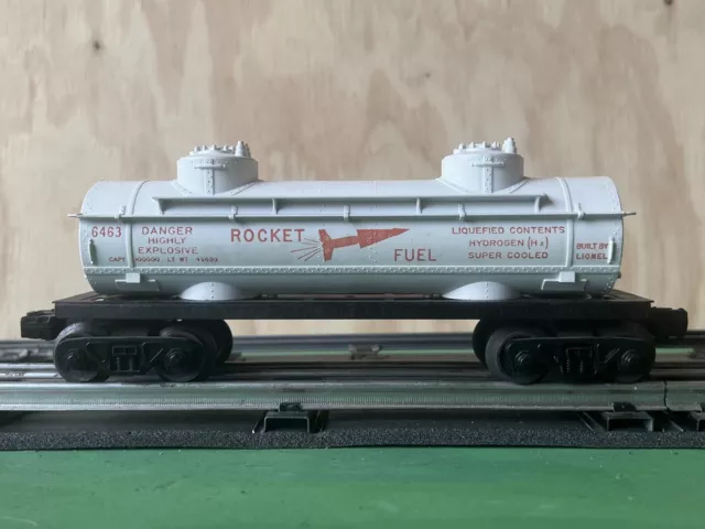 POSTWAR “O” GA. LIONEL TRAINS TWO DOME ROCKET FUEL TANK CAR No. 6463