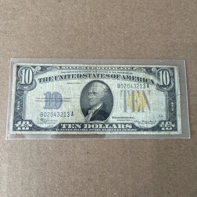 1934 A  NORTH AFRICA SILVER CERTIFICATE - Small $10.00 Dollar Bill