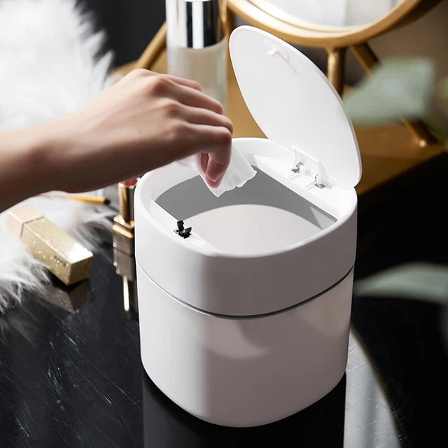 Mini Trash Can Desktop Trash Bin with Lid Small Tiny Countertop Garbages Bin