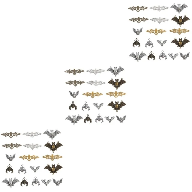 108 Pcs Alloy Antique Gold Bat Pendant Miss Necklace Charms Holder
