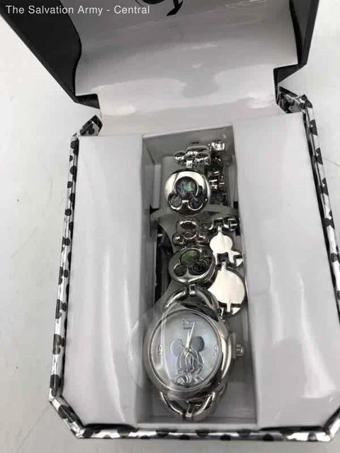 Disney Womens MK2006A Silver Stainless Steel Mickey Mouse Watch W/ Case