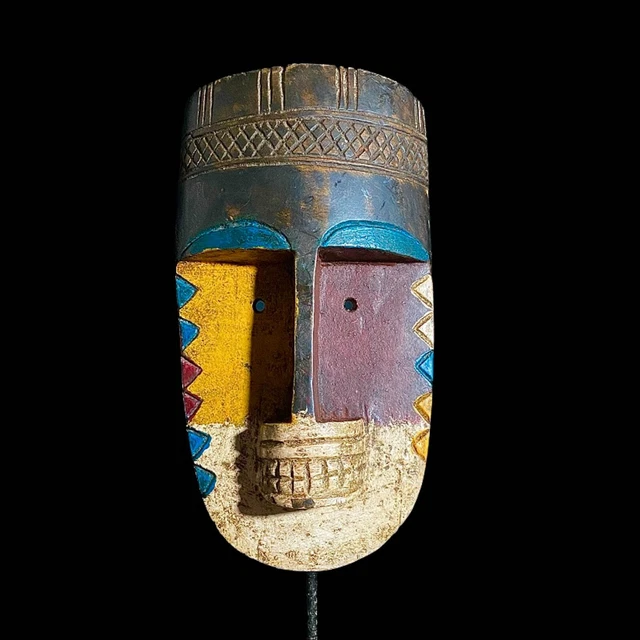 African Mask Tribal Face Wood Hand Carved Vintage Wall Hanging Lega Mask-8020