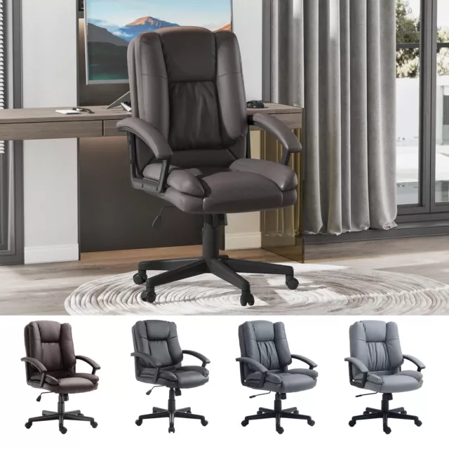 Modern Executive Office Chair Racing Swivel Height Adjustable PU Leather Rolling